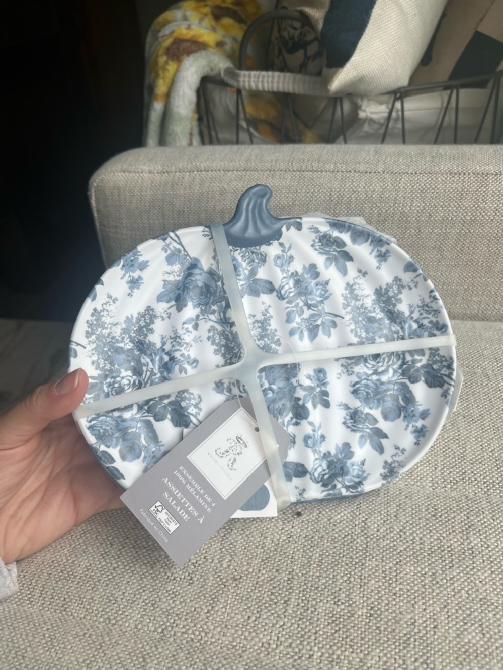 Blue Floral Sectioned Serving Tray